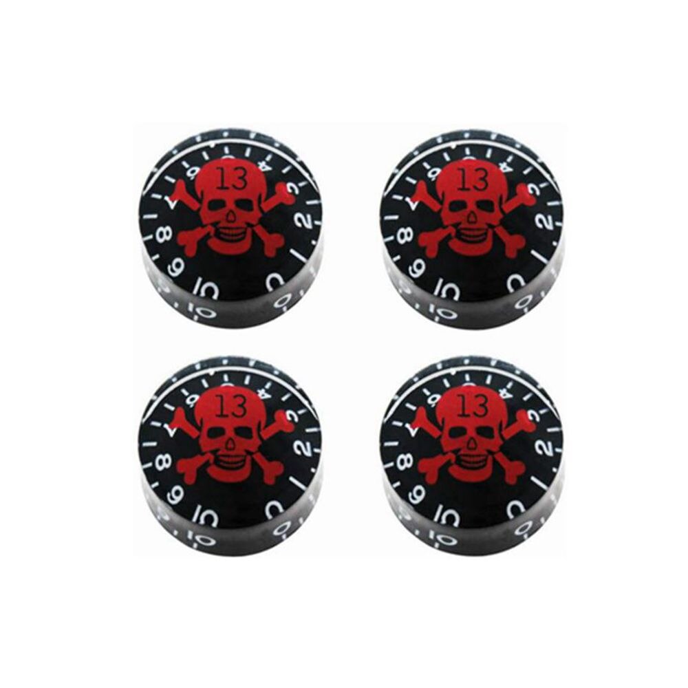 4 Pcs Skull Electric Guitar Knobs Guitar Speed Control Volume Tone Knobs Potentiometer Knob for LP SG TL ST Style Guitar: Black Red skull