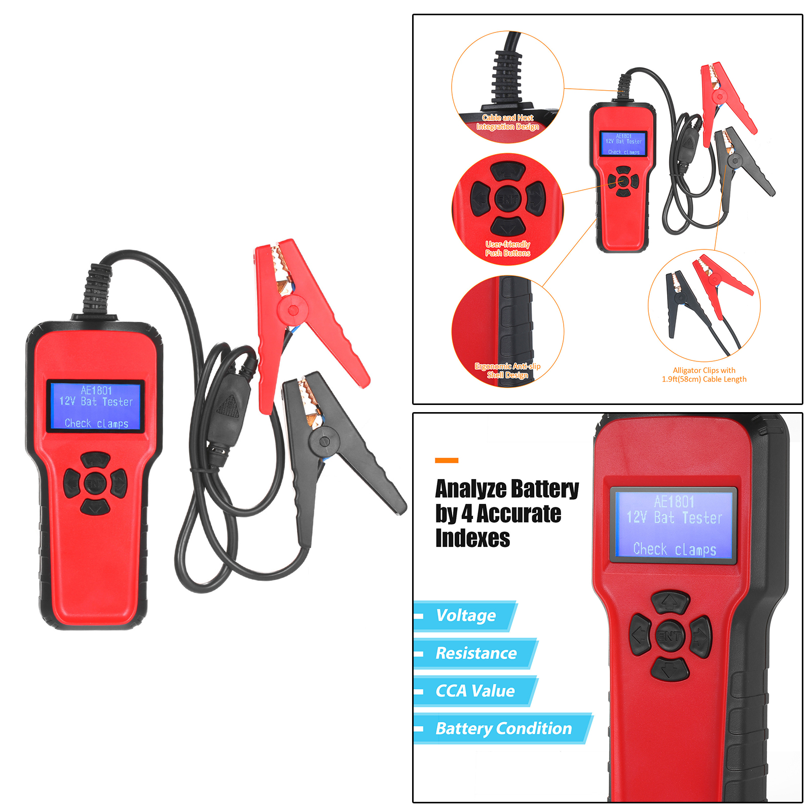 LCD screen Car Battery Tester Battery Analyzer 100-1700 12V Vehicles Upgrade