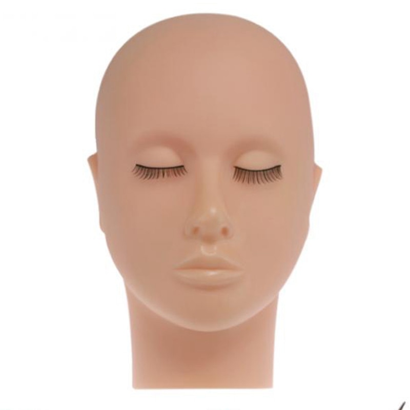 Silicone Head Mannequin Flat Head Silicone Practice False Eyelash Extensions Makeup Model Massage Training Stand Rack