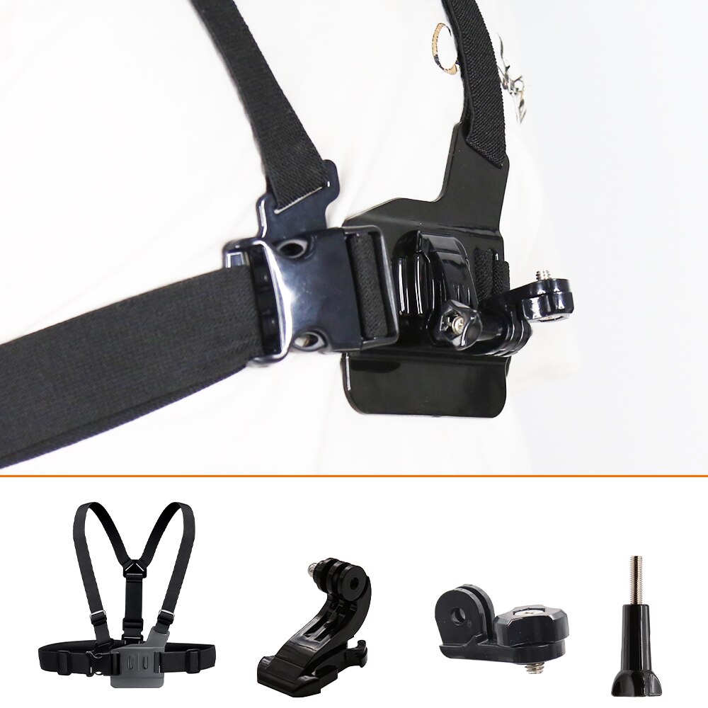HONGDAK-arnés ajustable para cinturón corporal, montaje en el pecho para Cámara de Acción GoPro Hero 10, 9, 8, 7, EKEN, Smartphone con Clip: Set 2
