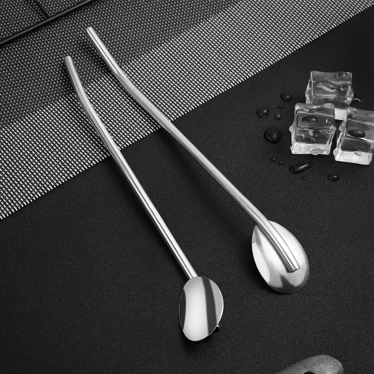 BESTONZON 6 stücke Edelstahl Stroh Löffel Oval bilden Wiederverwendbare Metall Trinkhalme Strohhalm wiederverwendbar Cocktail Löffel Filter einstellen