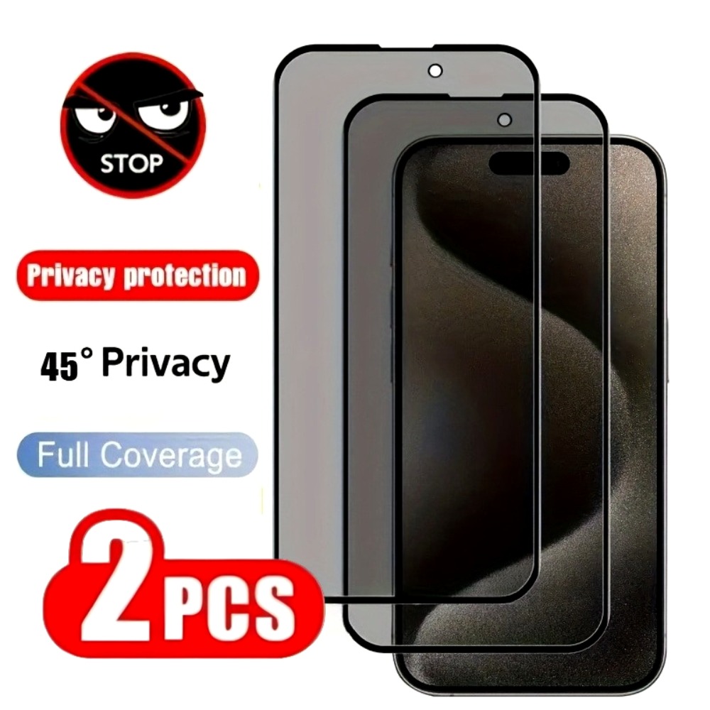 2Pcs Privacy Full Cover Screen Protector for iPhone 17 16 15 Pro Max 16 15 Plus 14 13 12 11 Pro 17 Air XR XS Anti Spy Glass Film
