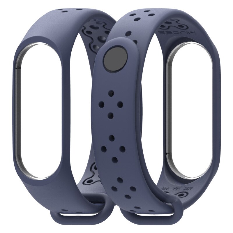 Horloge Band Voor Xiaomi Mi Band 3/4 Horloge Riem Sport Armband Voor Mi Band 3 4 Smart Horloge siliconen Band Voor Mi Band 3 4: dark blue