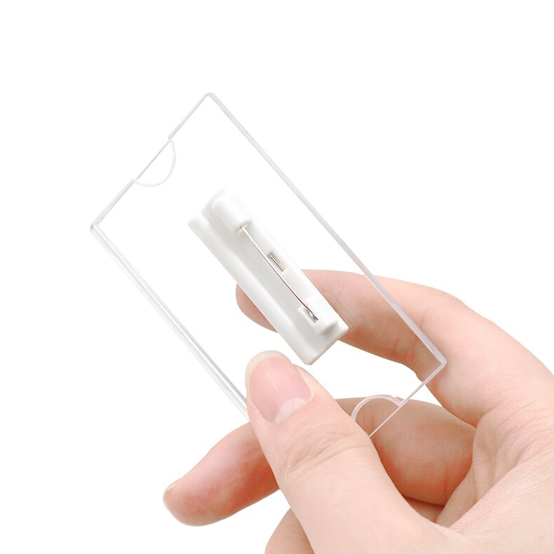 Pin-no Suporte de Acrílico Para O Cartão De ID nome da placa de identificação tag cartão de IDENTIFICAÇÃO crachá conferência de alfinetes de segurança de plástico pin no suporte