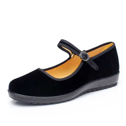 ladies women suede large size elderly chinese black spring autumn cheap shoes china flats 33 round toe walking: 41