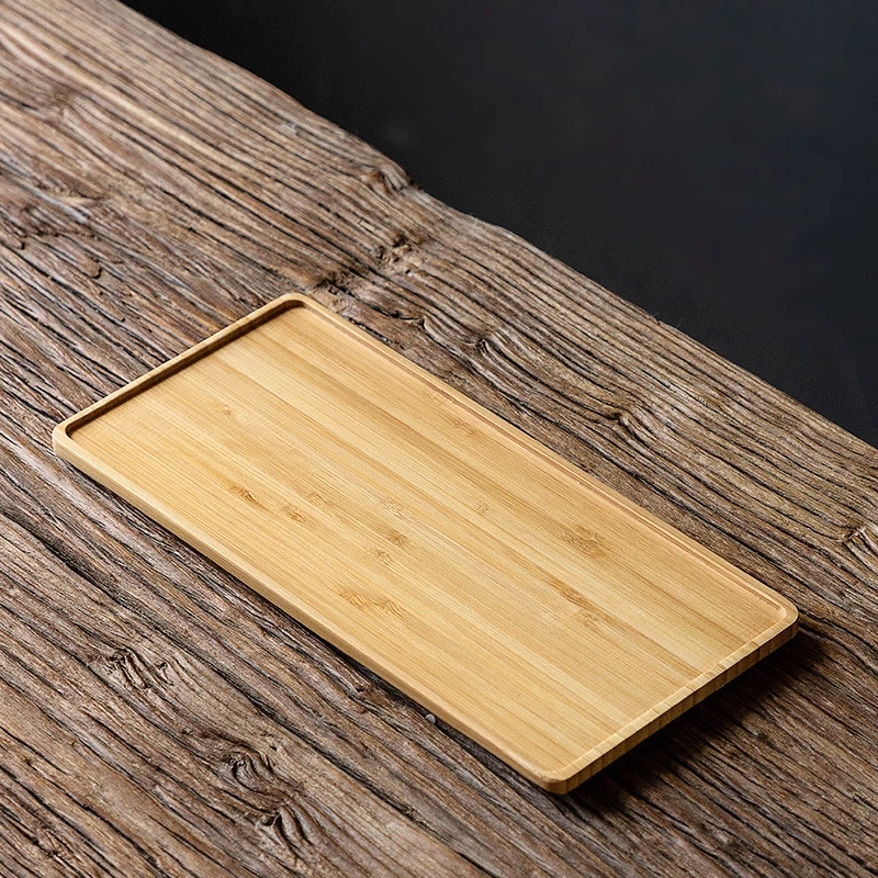 Rectangle Square Storage Plate Bamboo Bread Fruit Dishes Saucer Tea Tray Dessert Dinner Plates