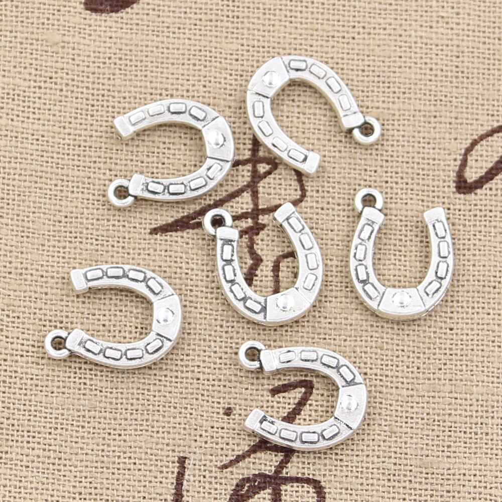 30 Pcs Charms Lucky Horseshoe Paard 15X12 Mm Antiek Brons Zilver Kleur Plated Hangers Maken Diy Handgemaakte Tibetaans sieraden: silver
