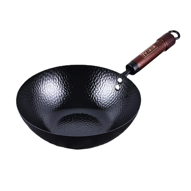 Let wokpande til kvinder, hammerpande i støbejern, holdbar wok med non-stick-belægning, til gaskomfur og induktionskøkkengrej