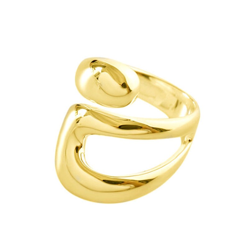Foxanry Minimalistische 925 Sterling Zilveren Charm Ringen Voor Vrouwen Trendy Creatieve Water Hollow Geometrische Partij Sieraden: Gold