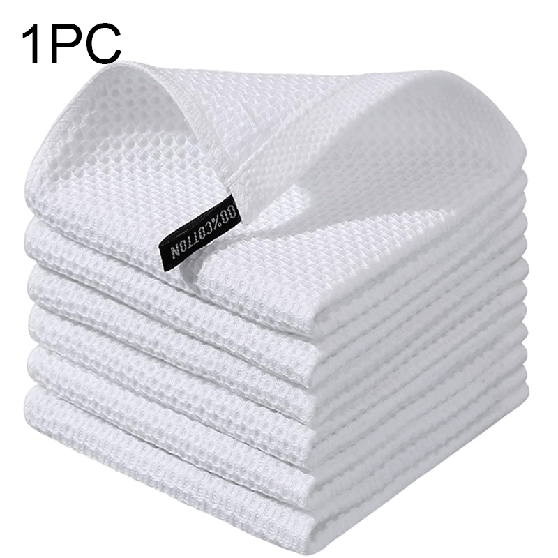 Toalha de algodão macia absorvente pano de prato cozinha favo de mel toalha de lavagem de rosto respirável pano de limpeza doméstica pano de lavagem: Vermelho / 1