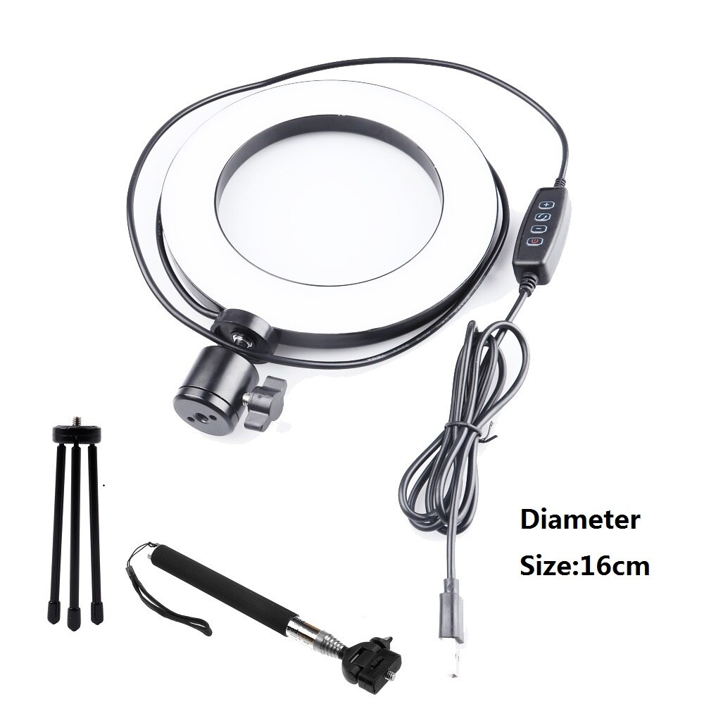 Lightdow Big/Small Dimmable LED Studio Camera Ring Light Phone Video Light Lamp With Tripods Selfie Stick Ring Table Fill Light: White