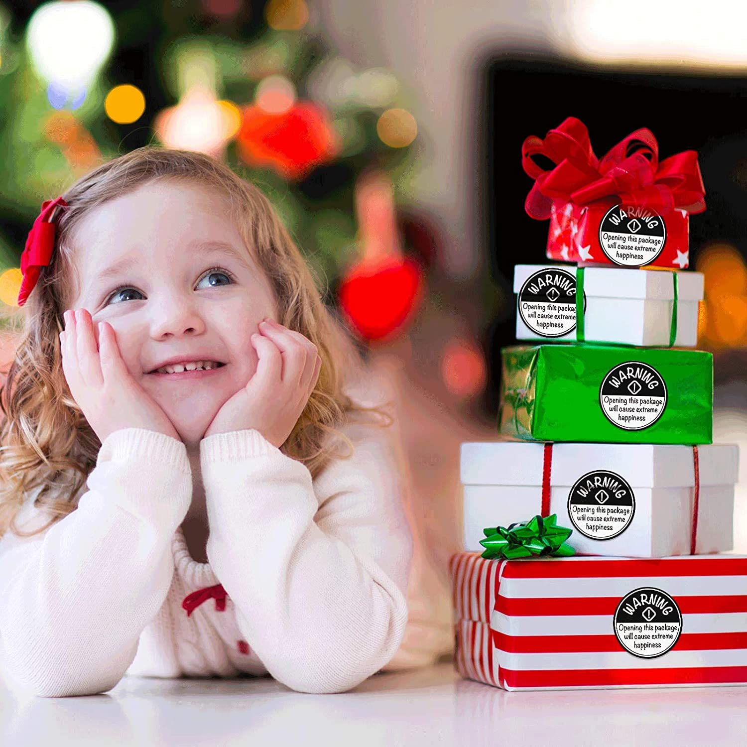 Adorable Warning Sticker Extreme Happiness Labels for Business Packaging 500pcs Round Black And White Stickers Labels