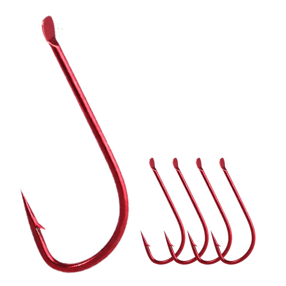 10pcs/lot black and red sode fishing hooks High Carbon Steel Fishing Hook Non-Barb gamakatsu: Red / 2