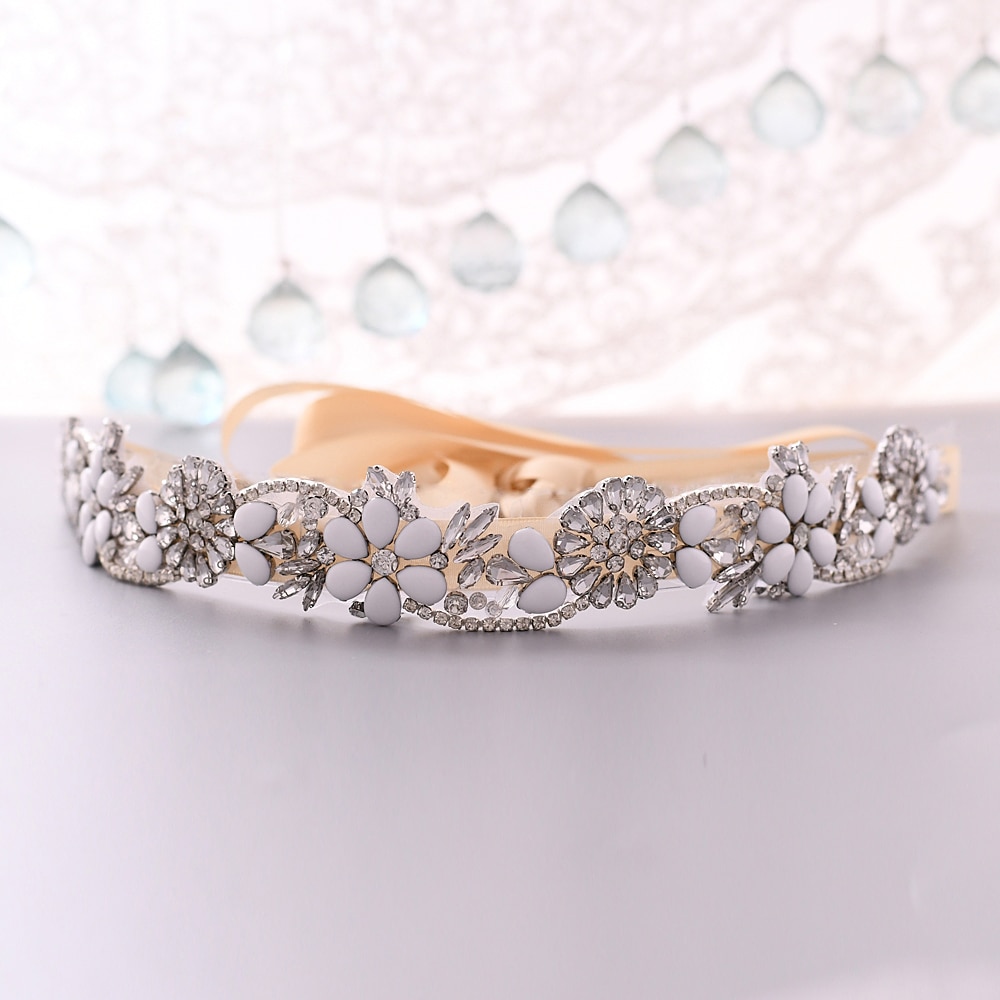 TRiXY S431 Elegante Silber Strass Gürtel Hochzeit Gürtel Schärpe Braut Gürtel für Frauen Brautjungfer Gürtel Juwel Gürtel für Braut Bund