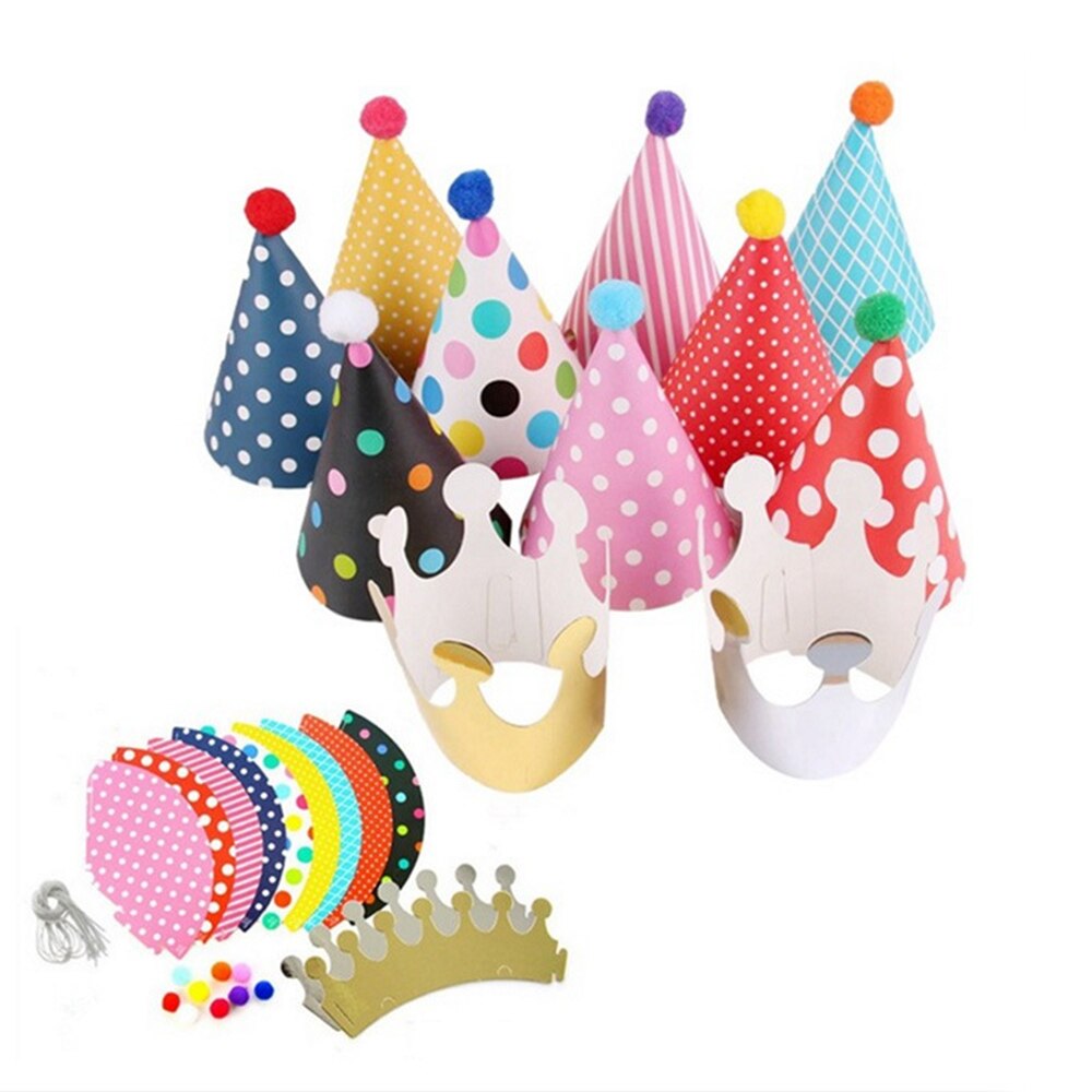 11 pcs Happy Birthday Party Paper Birthday Party Decorations kids Hats DIY Crown Cap Child Decoration Supplies