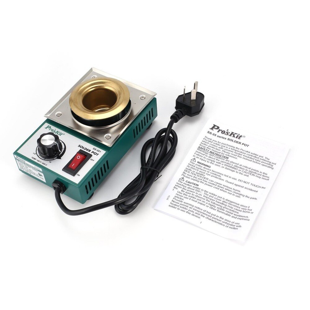 Horno para desoldar soldadura de estaño de crisol Proskit de 150W, herramienta de soldadura de temperatura ajustable de calefacción rápida de 100-600 grados