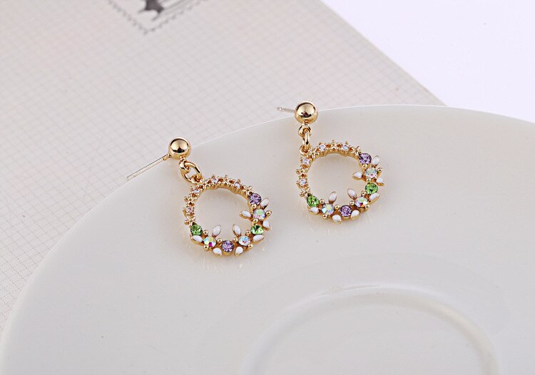 #39 dame luksus dingle klips på øredobber ingen gjennomhullet cubic zircon geometrisk rund form øreklips: Ørepynt