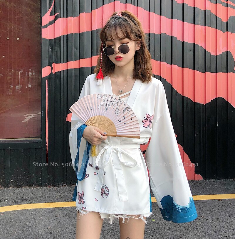 Vrouwen Mannen Japanse Koppels Yukata Gewaad Streetwear Kimono Haori Jas Samurai Vest Harajuku Stijl Losse Blouse ukiyo-e Jassen