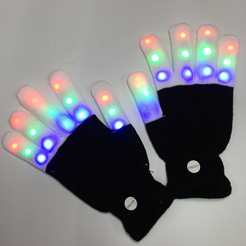 RGB Bunte Ändern LED glühen in dunkel Handschuhe LED Licht hoch Party Magische Handschuhe