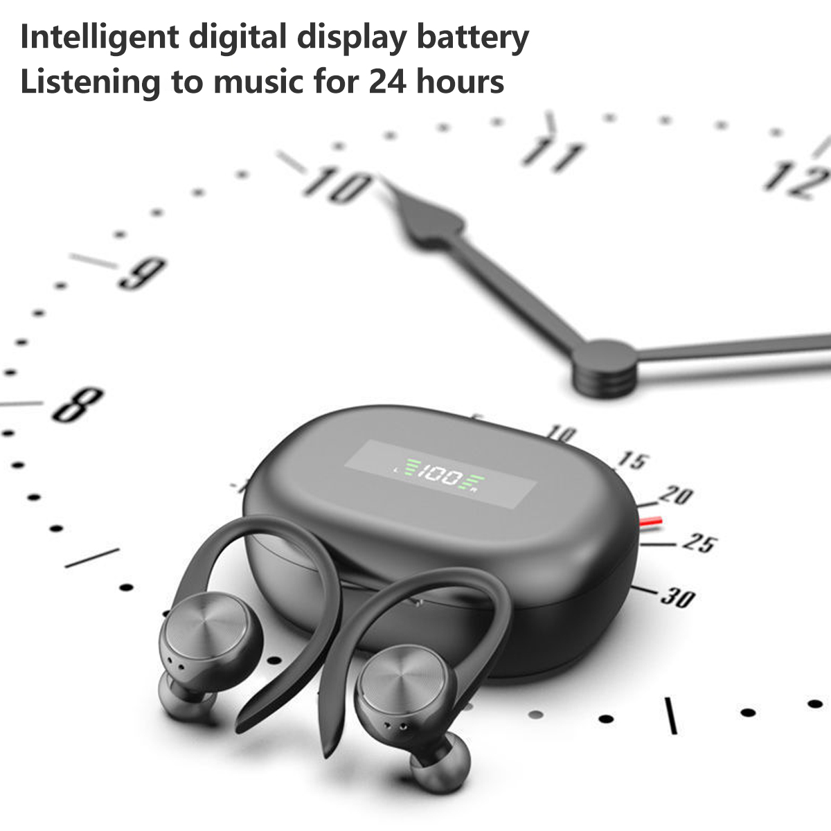 Bezprzewodowe słuchawki sportowe Bluetooth 5.0 IPX5 z etui ładującym 500mAh, zaczepy na uszy, słuchawki douszne 3D HiFi, bezprzewodowy zestaw słuchawkowy