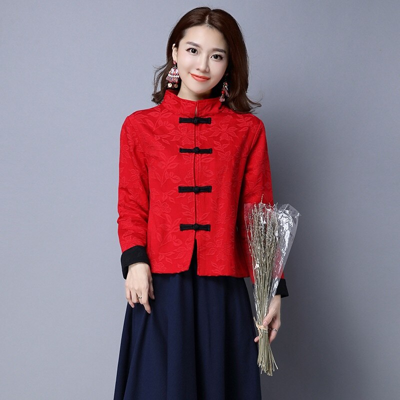 Hanfu-ropa de estilo chino Vintage para mujer, traje Tang de lino y algodón de manga larga, Tops de tradicional de China, abrigo, T2441