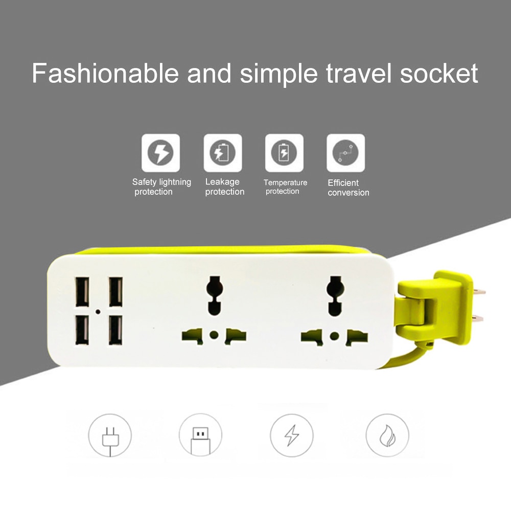 EU/US/UK Plug Home Travel Power Strip Extension Socket Outlets 4 USB with 1.5M Cord Extension Socket Wall Multiple Socket