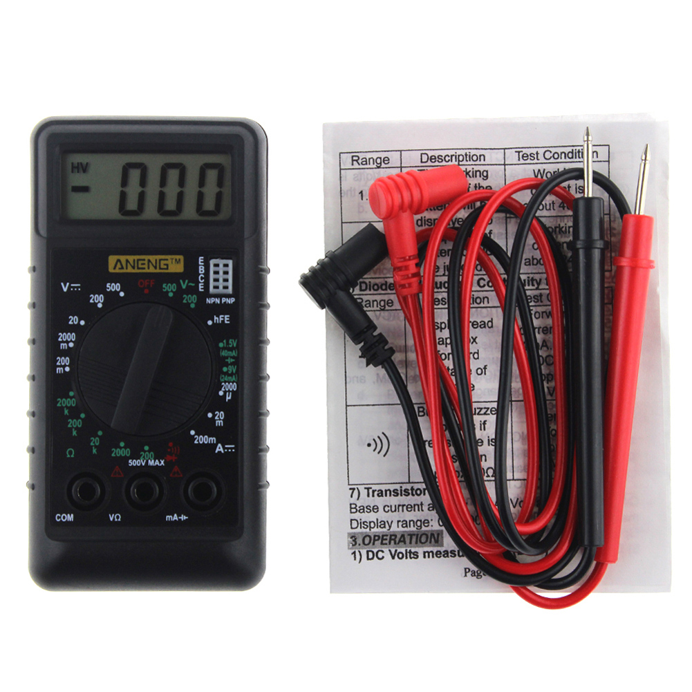 Mini Pocket Digital Multimeter Esr Meter Tester Automotive Elektrische Dmm Transistor Spitzen OHM Test Voltmeter Amperemeter w/Summer: Default Title