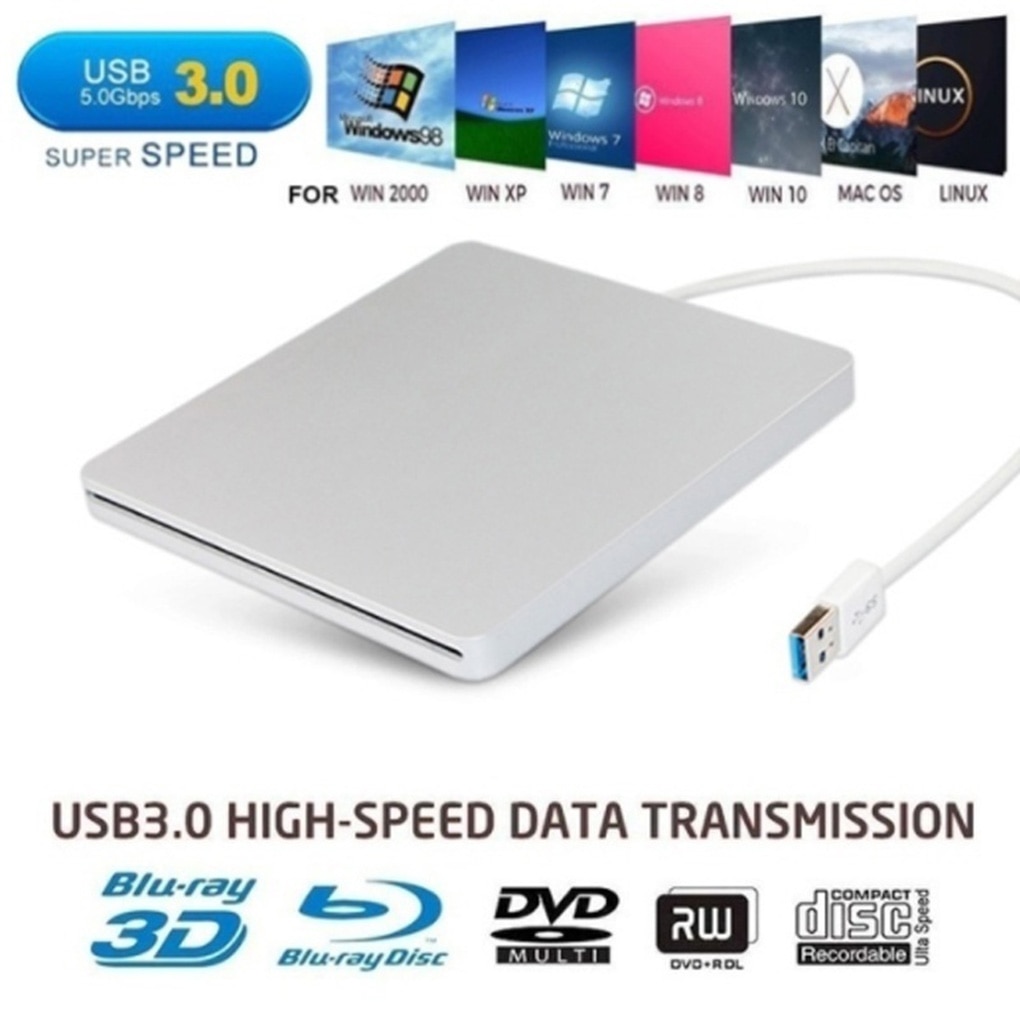 Leitor de disco externo usb 3.0, gravador de dvd e unidade óptica para laptop