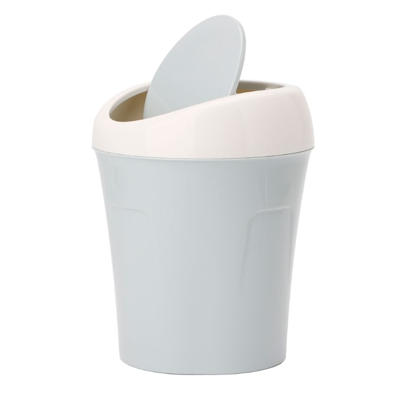 Mini Rolling Cover Desktop Garbage Can Trash Waste Bin Basket Dustbin Container Home Car Case Ash Urns: Blue