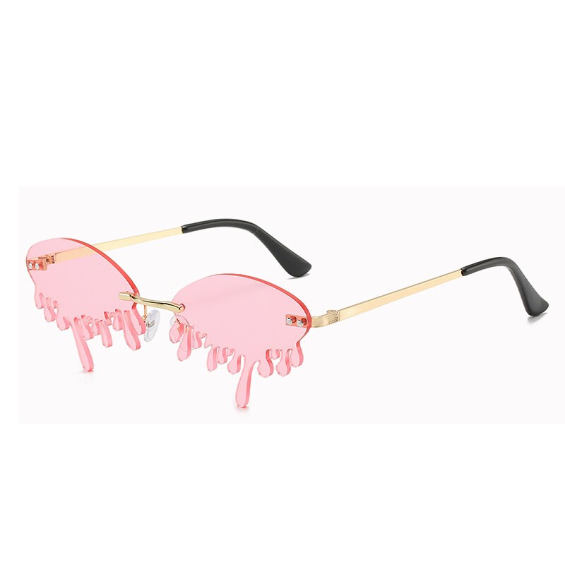 Dames zonnebril zonder montuur retro unieke tranen vorm steampunk zonnebril: Roze