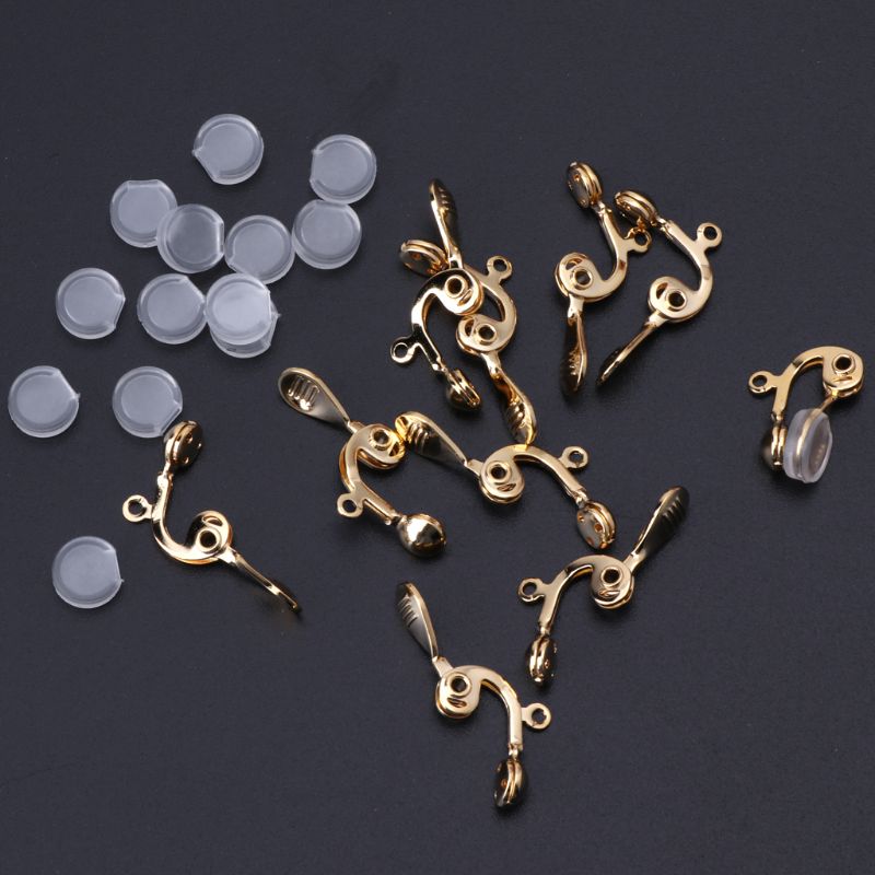 10Pc Clip-on Earring Converter Non-pierced Ear Hoop With Comfort Earring Cushion