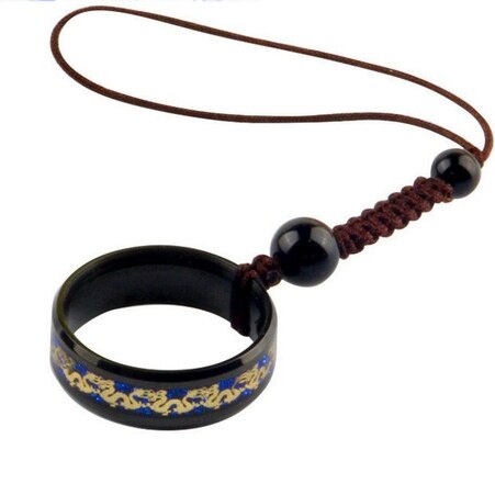 Telefoon Lanyard Korte Telefoon Keten Mannen Vrouwen Fall-Slip Hanger Hanger Chinese Stijl Titanium Staal Lichtgevende Draak Ring: Black B