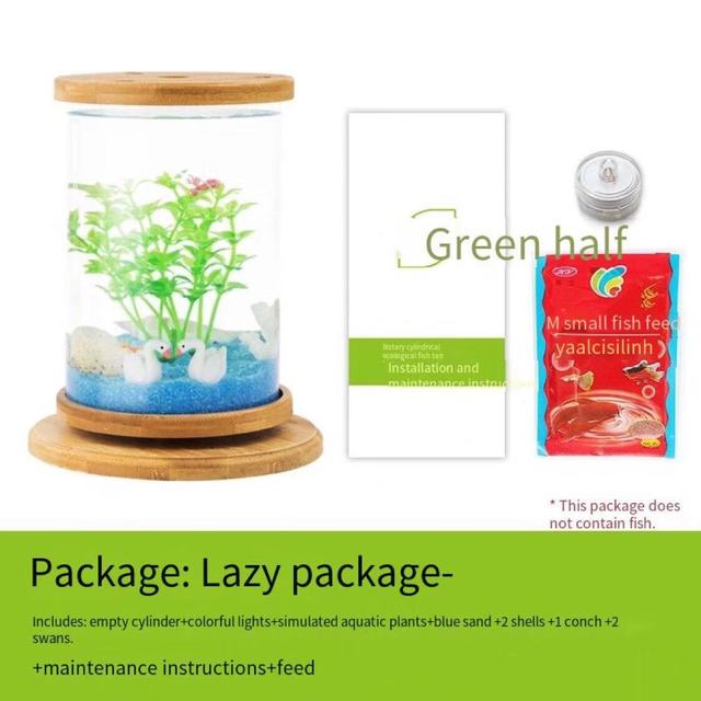 Aquarium ecological ornamental fish tank fighting fish tank micro-view rotating mini fish tank aquarium accessories: Default Title