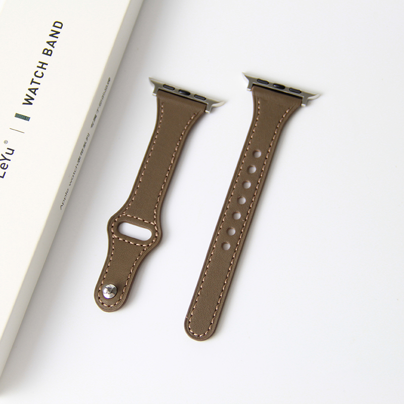 Thin Leather Strap for Apple Watch Band 10 9 8 42mm 46mm 41mm 44mm 45mm 38/40mm Women Watchband Bracelet Belt iWatch 7 se 6 5 4: Bruin / 12mm