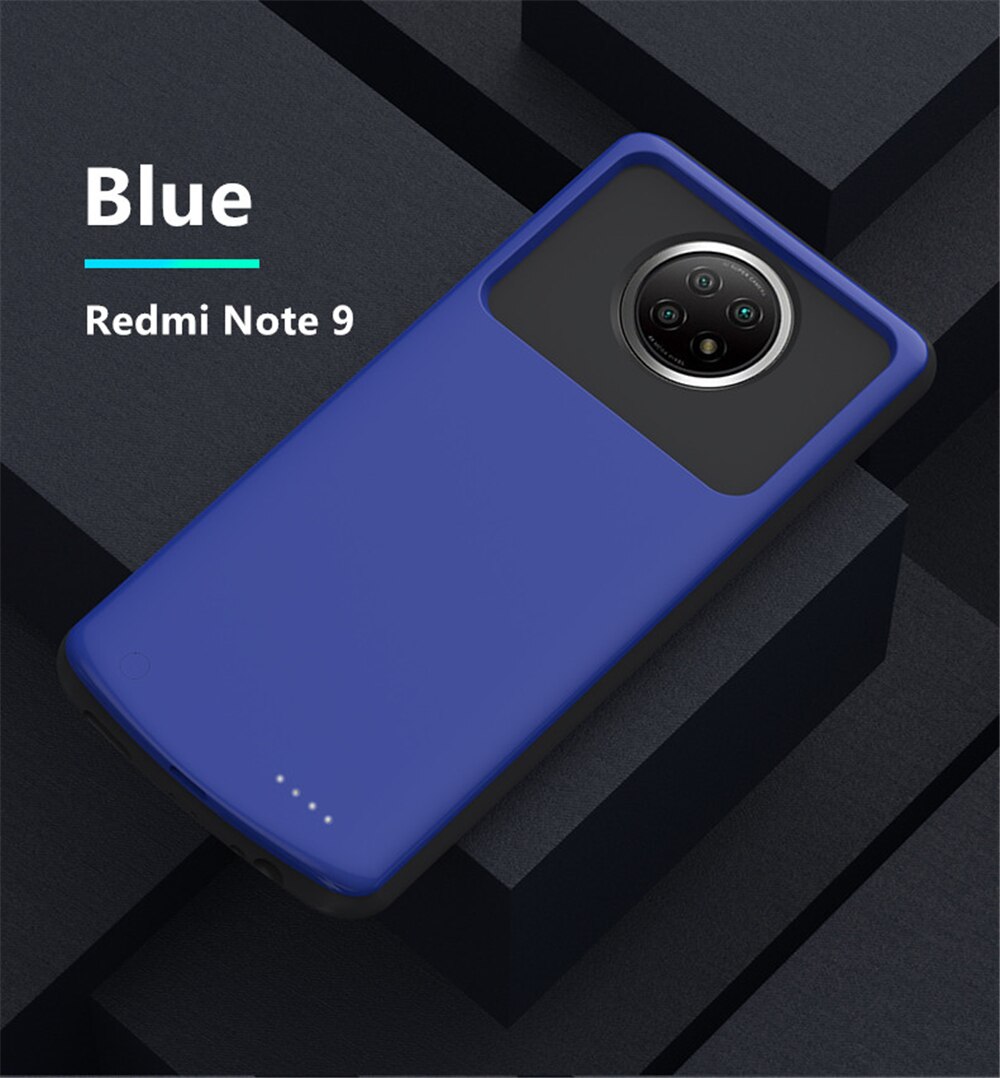 Power Bank Case Voor Xiaomi Redmi Note 9 Acculader Gevallen 6800Mah Powerbank Opladen Cover Voor Redmi Note 9 batterij Case: Note 9 Blue