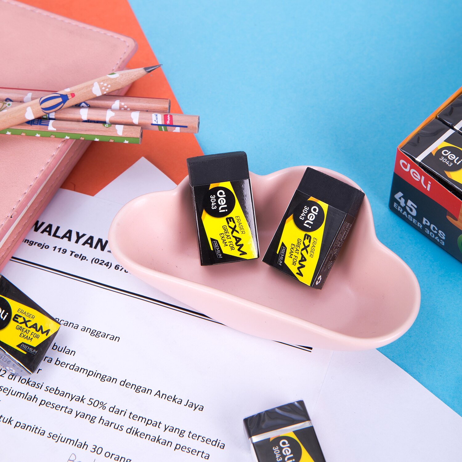 Deli Black Eraser 5PCS/LOT Exam 2B Pencil Rubber Erasers Kids student stationery Flexible Examination E3043