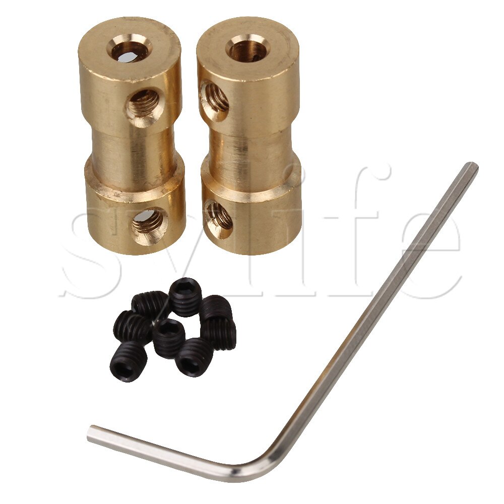 2pcs Solid Brass Shaft Motor Flexible Coupling Coupler Connector 3.17 x 4mm