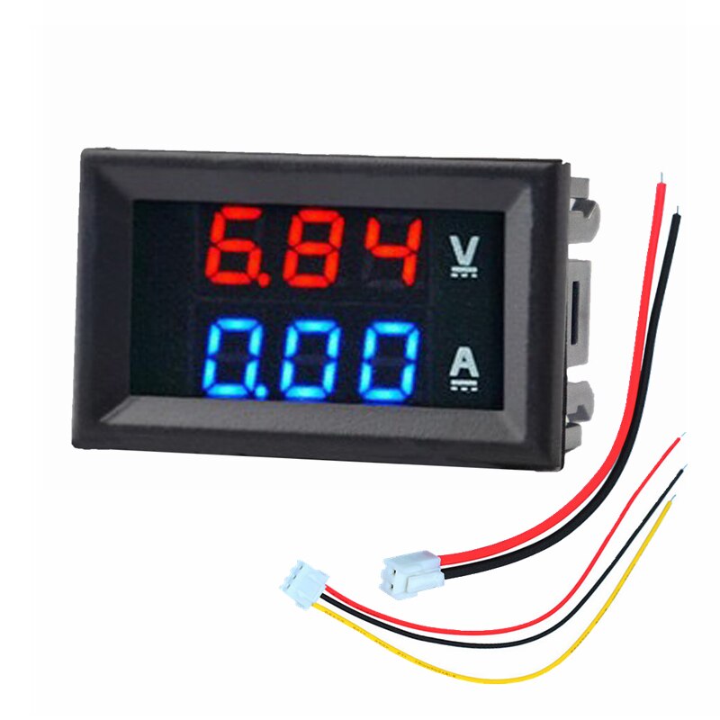 Dc 100V 10A Voltmeter Amperemeter Blauw + Rood Led Amp Dual Digitale Volt Meter Gauge Digitale Voltmeter ampèremeter: 100V 10A Red Blue