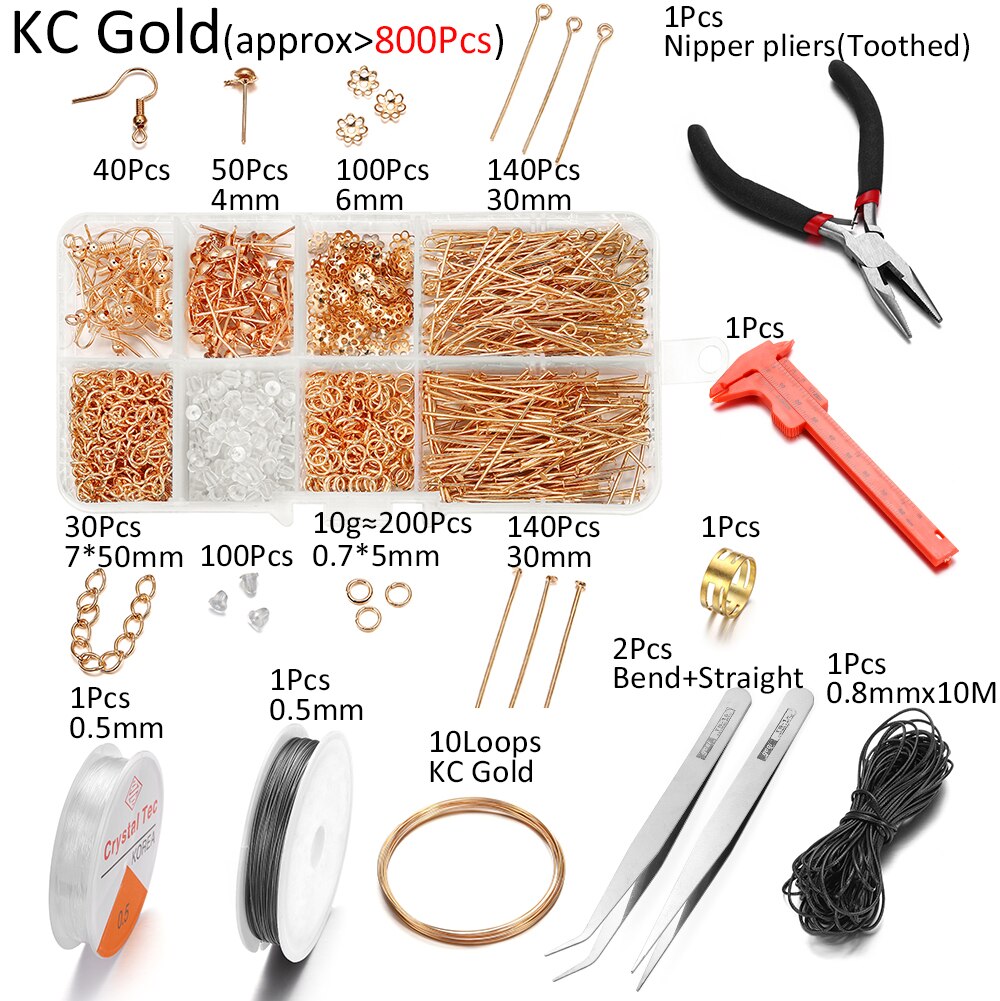 800 Stks/partij Sieraden Maken Kits Oorhaak Jump Ringen Oorbel Haak Gesp Pins Reparatie Tools Voor Diy Sieraden Maken Bevindingen set