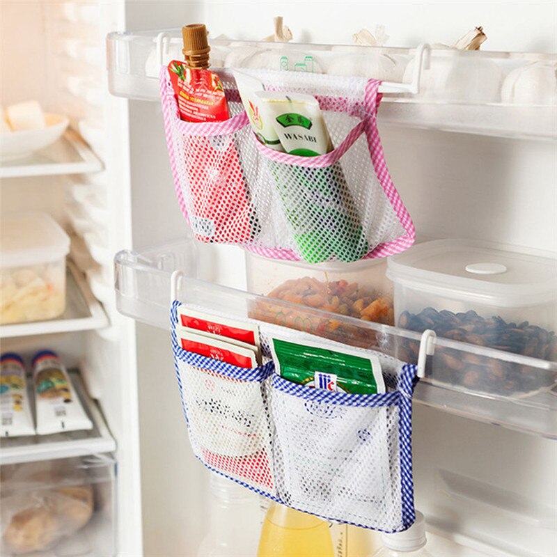 Kitchen Refrigerator Hanging Storage Bag Food Organizer Fridge 2 Hook Holder CN