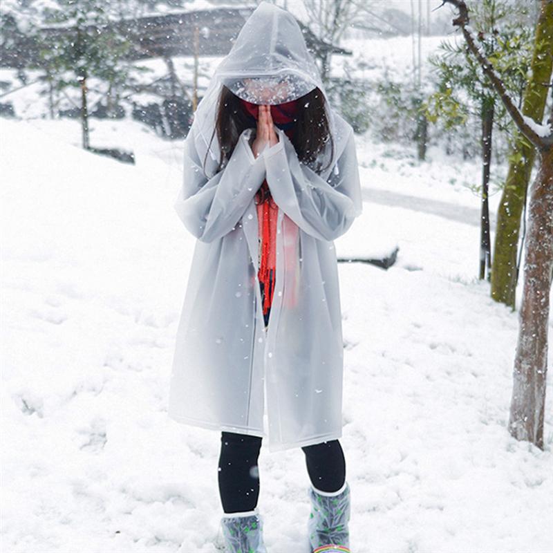 5 uds transparente reutilizable al aire libre impermeable Poncho impermeable EVA impermeable ropa impermeable con capucha y mangas para los adultos