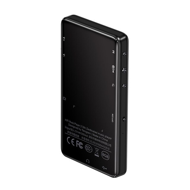 HIFI Metal MP4 Player 8GB FM Radio Bluetooth 5.0 Full Touch Screen With Speaker MP4 Recorder E-book MP5 Music Video Player: Black with BT