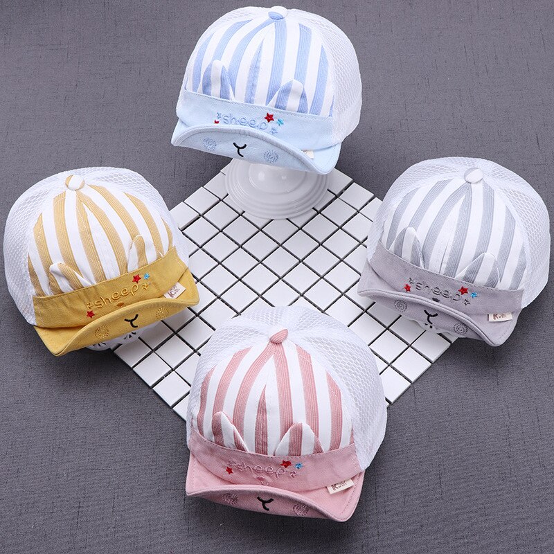 Leuke Baby Baseball Cap Cartoon Dier Gestreepte Zachte Katoen Ademend Mesh Baby Zonnehoed Outdoor Kids Hoeden Caps