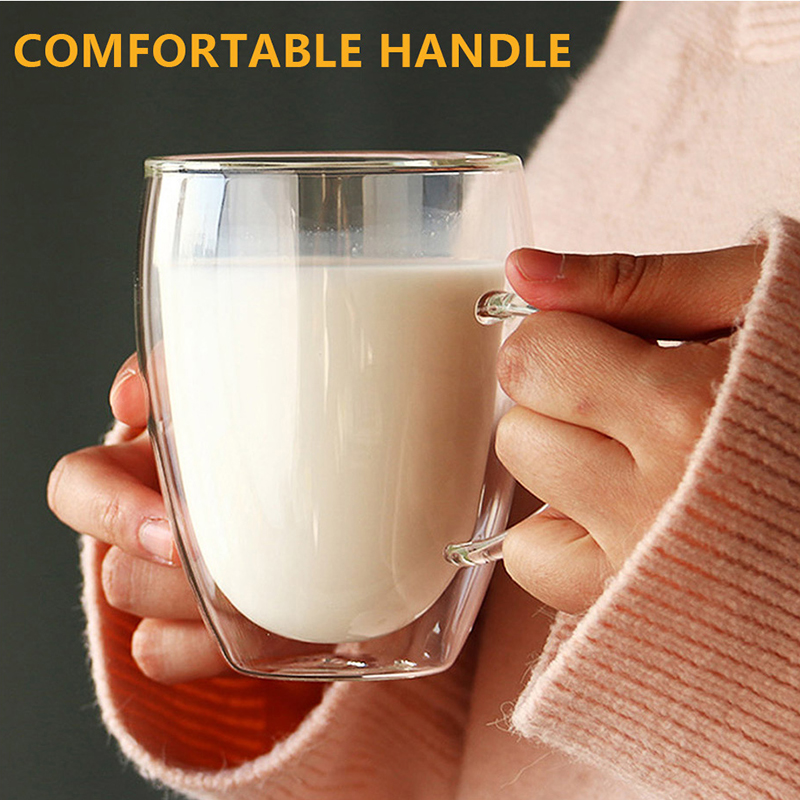 Heat Resistant Double Wall Glass Cup Coffee Mug Double Layer Reusable Carafe For Juice Milk Tea Beer Wine Beverage Latte Dessert