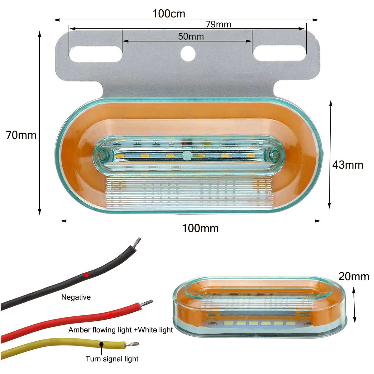 Dynamic 24V 12 LED Car Truck Side Marker Light External Lights Signal Indicator Lamp Tail Light 3 Modes Trailer Lorry