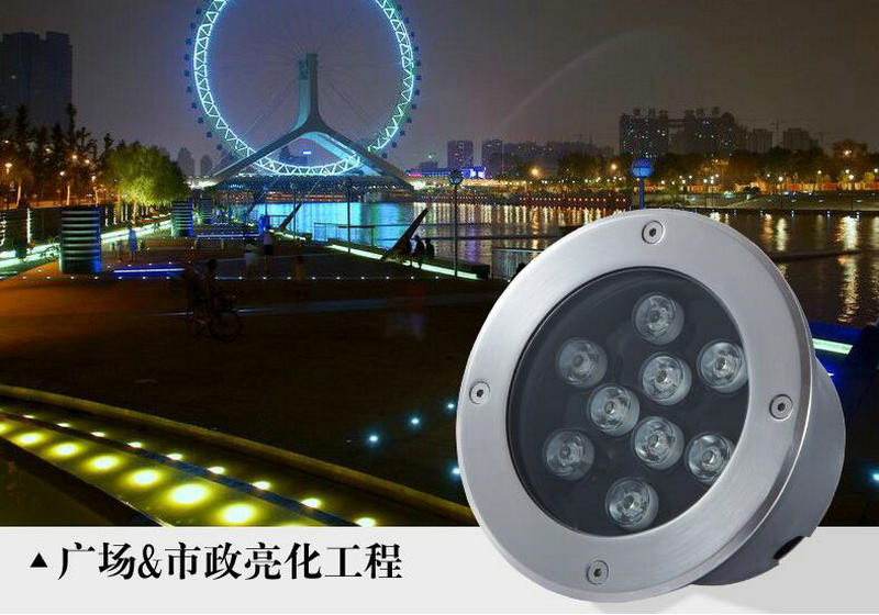 9*1w led underjordiske lyslamper udendørs nedgravet forsænket gulvlampe vandtæt  ip68 landskab trappebelysning  ac85v-265v