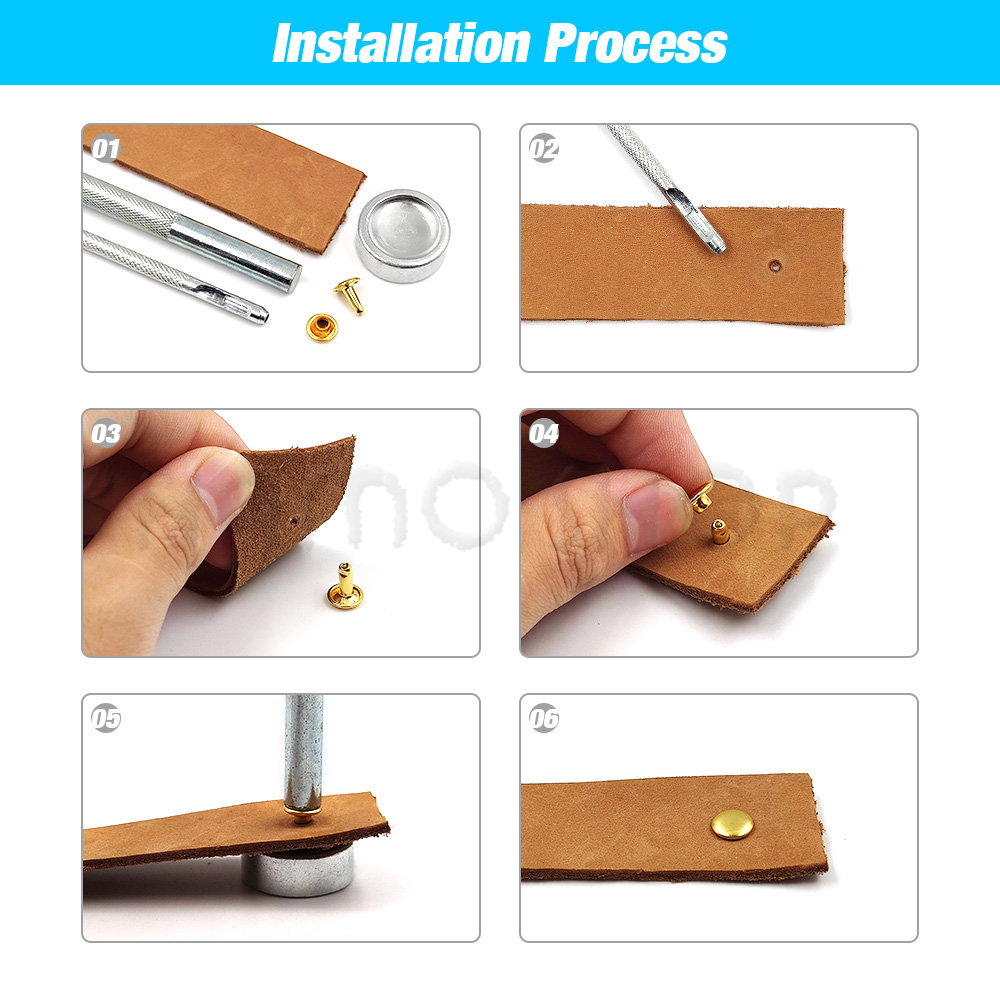 Metal Double Cap Rivets Stud Round Nail Spike With Tool Kits For Leathercraft Repair Shoes Bag Belt Clothing Garment Accessories