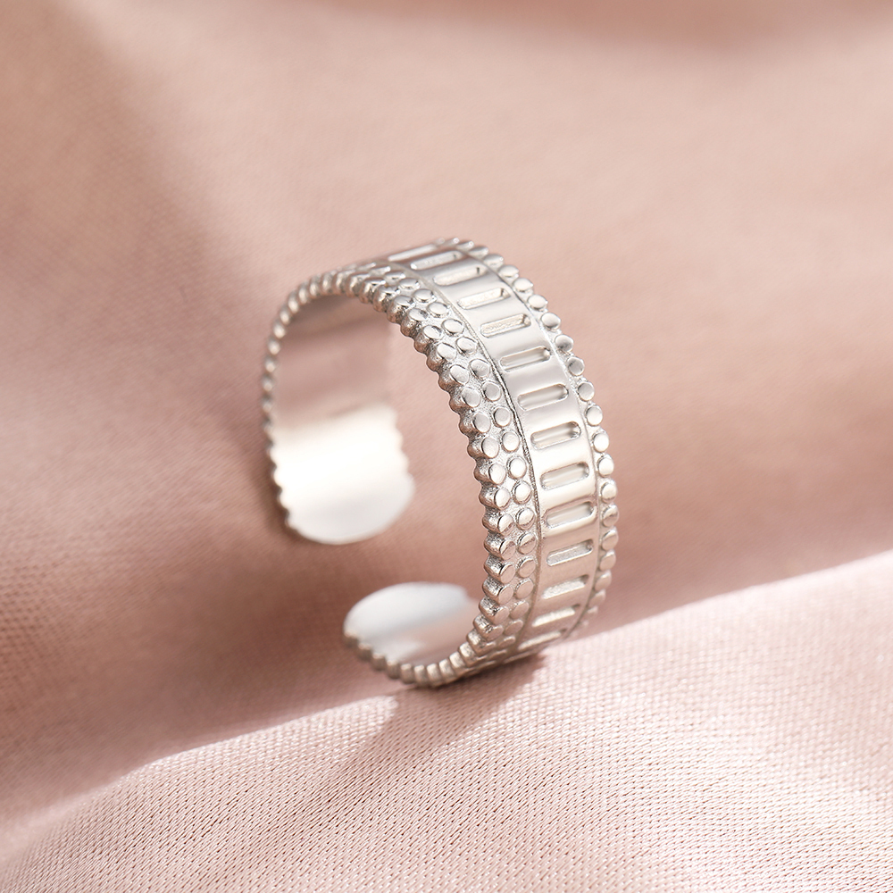 Anillos de acero inoxidable bohemio geométrico abierto ajustable anillo ancho Vintage anillo fino para mujer joyería de aniversario: YELLOW