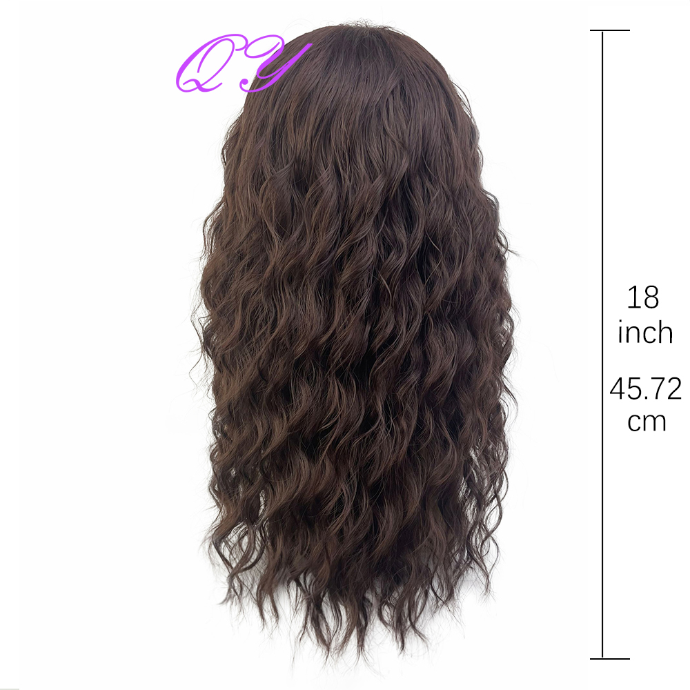 Peluca sintética para hombre, peluca larga marrón Natural rizada Rock Man con flequillo para o Cosplay, peluca de pelo masculino con ondas de agua ajustables
