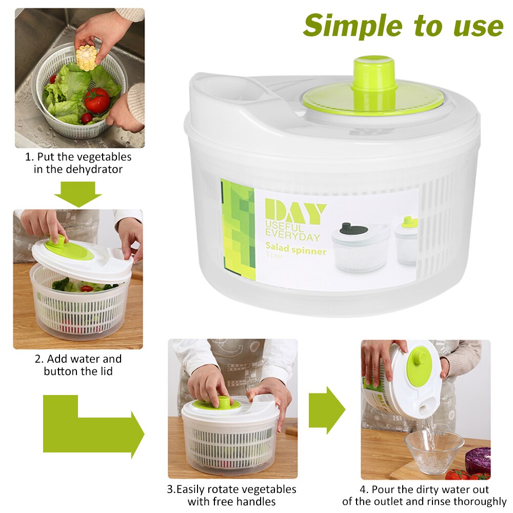 Multifunktionel frugtsalat dehydrator manuel vegetabilsk dehydrator salat spinner til vask tørring bladgrøntsager køkkenredskab
